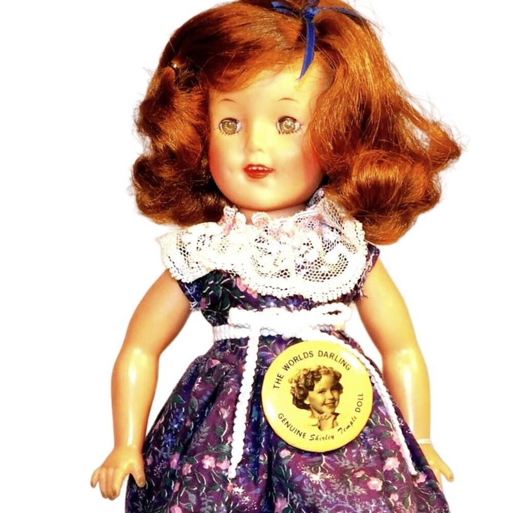 12" 1952 Vintage Collectable Shirley Temple Doll + The "Worlds Darling" Pin